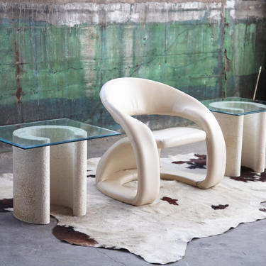 CHIC 1980's Post Modern Upholstered Sculptural Lounge Chair MCM Louis Durot Kagan Springer Danish Modern Pearsall Baughman MEMPHIS 