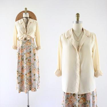 buttercream silk blouse - 4 
