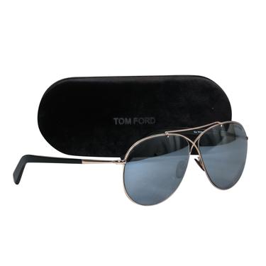 Tom Ford - Gold Aviator Sunglasses w/ Mirrored Lenses
