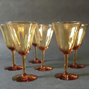 Vintage Amber Wine Glass - Set of Six