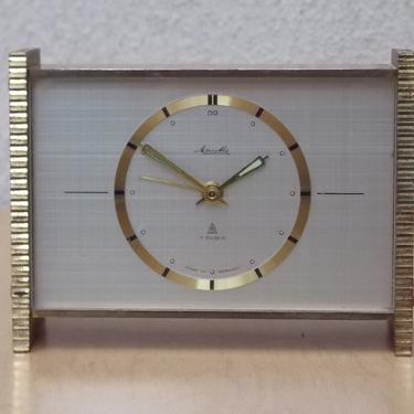 Mauthe Small Brass Mantle Clock Alarm Clock 