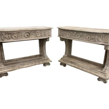Pair of Tuscan Painted Console Tables - Early 20th C