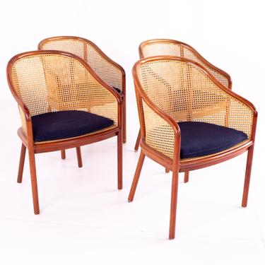 Ward Bennett for Brickel Associates Mid Century Caned Cherry Occasional Dining Chairs - Set of 4 - mcm 