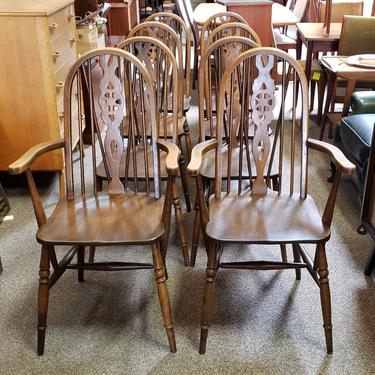 Item #MA55 Set of Eight Traditional Spindle Back Dining Chairs c.1970