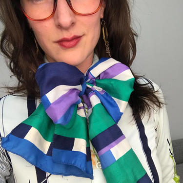 1980s color block neck scarf 