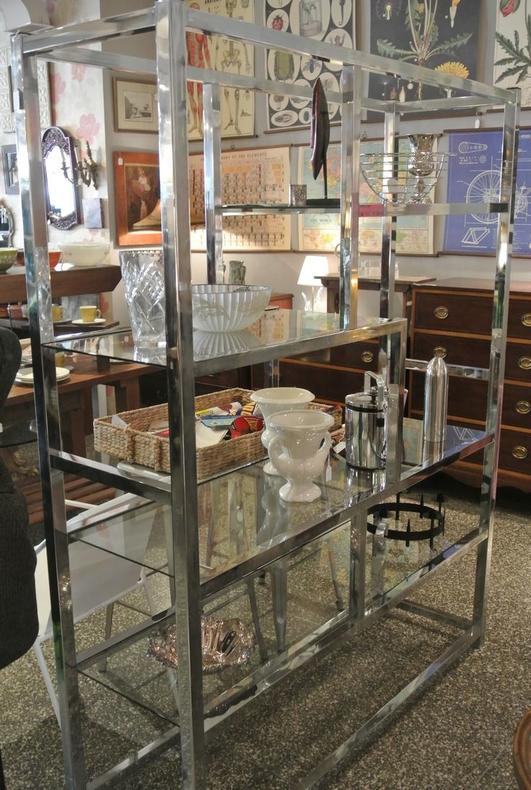 Chrome and glass shelf. $495