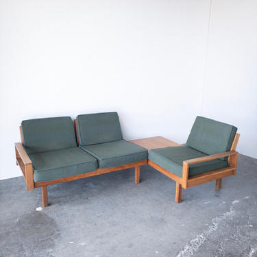 Brown Saltman Green Vintage Modular Sofa Sectional