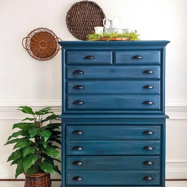 Available - Blue Chest on Chest Dresser 