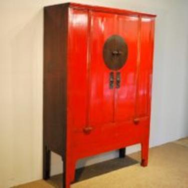15501 Antique Chinese Lacquered 4 Door Cabinet from Fujian, circa 1880