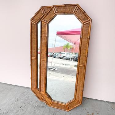 Pair of Faux Bamboo Octagon Mirror