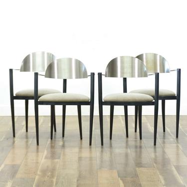 Set 4 Elite Manufacturing Modernist Metal Dining Chairs
