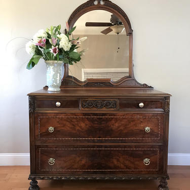 AVAILABLE - Antique Vanity Dresser with Mirror 
