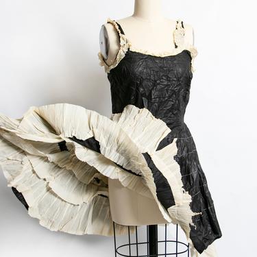 1930s Costume Dress Crepe Paper Ruffles Circle Skirt 40s XS 