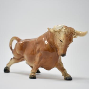 Vintage Nippon Yoko Boeki Porcelain Bull Figurine Japan | Realistic Wall Street Trader Gift | Matador Spain Office Decor | Ferdinand Nursery 