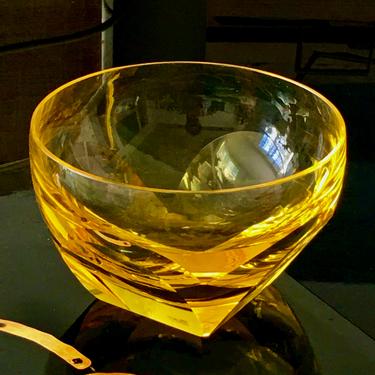 One Jewel to Another A Very Fine Vintage Moser Czech Republic Crystal Gold Color Pear Shaped Bowl 