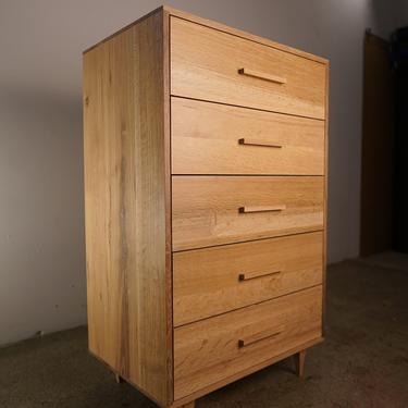Highboy Dresser, Mid-Century Dresser, Modern Highboy, 5 Drawer Highboy, Solid Hardwood Dresser (Shown in White Oak) 
