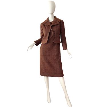 60s Galanos Dress Set / Cashmere Tweed Dress Suit / 1960s Mod Dress Suit XS 