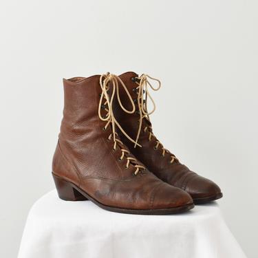 vintage Banana Republic brown leather lace up boots, size 10 