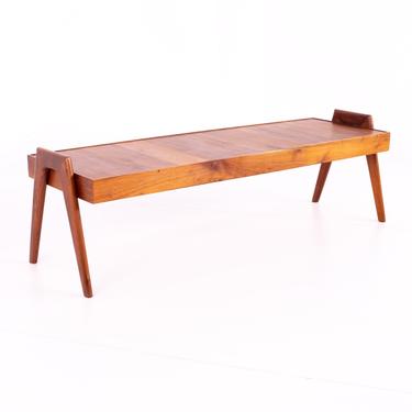 Kurt Ostervig Style Danish Mid Century Walnut Coffee Table Bench - mcm 