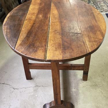 SOLD. Antique French Country Walnut Tilt-Top Oval Wine Tasting Table | Side Table