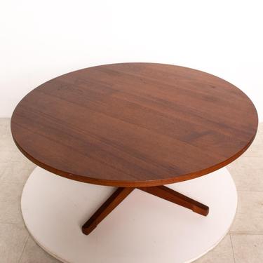 Mid Century Danish Modern Round Coffee Table Solid Teak Wood, Rare 