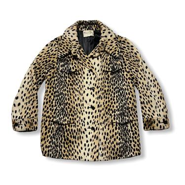 Vintage 1950s/1960s SAFARI By SPORTOWNE Women's Faux Cheetah Fur Coat ~ Swing / Overcoat ~ 