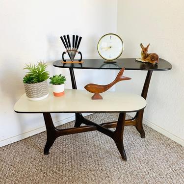 Tiered Plant Table, Plant Stand, Atomic Display Table, Space Age Table, Black White Mid Century, Pearsall Kagan Style, Formica Table 
