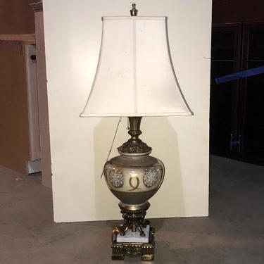 Vintage Hand Painted Brass and Gold Table Lamp