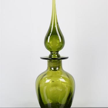 Green Rainbow Glass Pinched Bottle with Stopper