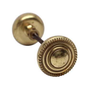 Vintage Polished Brass Beaded Concentric Entry Door Knobs