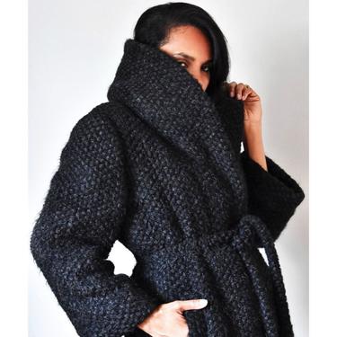 1950s Jeanne Lanvin-Castillo Paris wool mohair coat, vintage wool coat, 50s black coat 