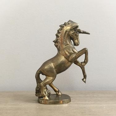Vintage Brass Unicorn Statue Figurine 