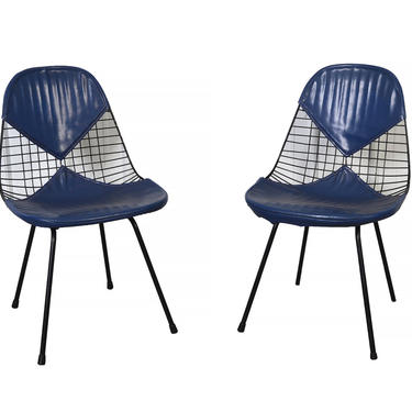 Eames Wire Chairs Herman Miller Venice, Ca. Original Blue Bikini Seat Covers 