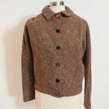 Vintage Tweed Bomber Cropped Jacket 1960s /50s 