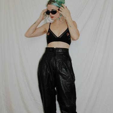 Vintage 1980s | Black Leather Trousers 