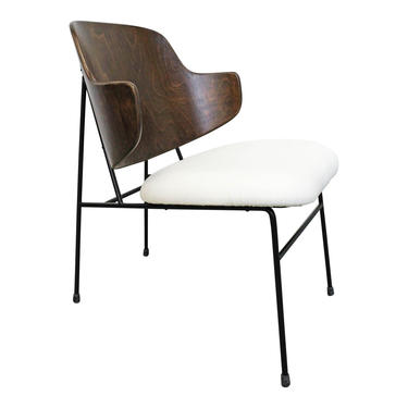 IB Kofod Larsen for Selig Mid-Century Danish Modern Walnut Leather Penguin Chair 