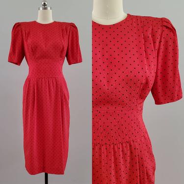 1990s Polka Dot Dress by Liz Claiborne 90s Swing Dress 90's Women's Vintage Size Large 