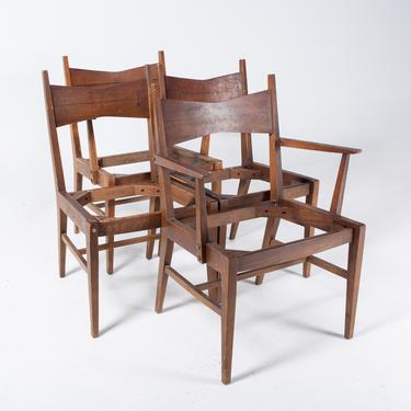 Lane Mid Century Tuxedo Walnut Dining Chairs - Set of 4 - mcm 
