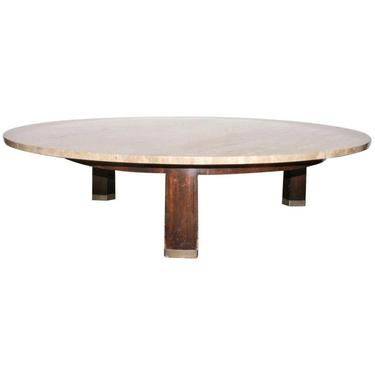 Edward Wormley for Dunbar Mid-Century Modern Coffee Table with Travertine Top
