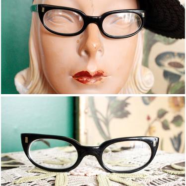 1950s Eyewear // Estrella by Stenzel Black Frames // vintage 50s Italian Eyeglasses 