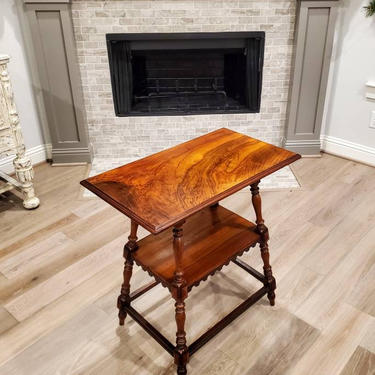19th Century French Provincial Burl Walnut Tiered Hall Table 
