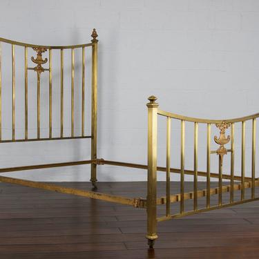1900s Country French Provincial Brass Full Size Bed Frame 
