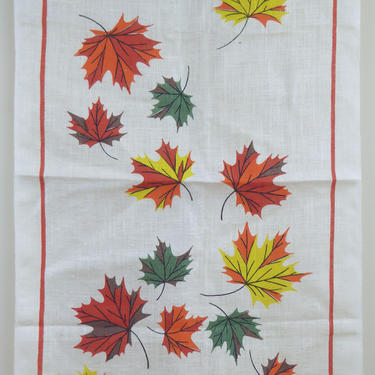 Vintage Linen Tea Towel | Souvenir | Canada | Maple Leaf Leaves Tony Eleanor Paine | Skemo Ltd 