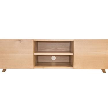 Media Cabinet Entertainment Center | Solid White Oak Mid Century Credenza Console With Swinging Doors 