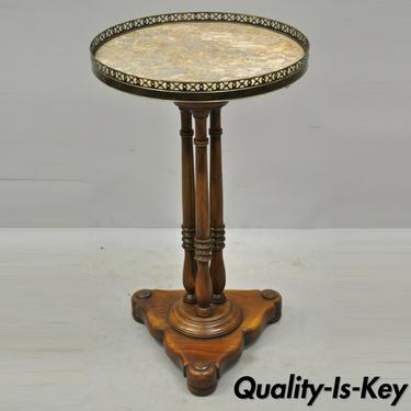 Theodore Alexander Marble Top French Empire Pedestal Base Accent Side Table