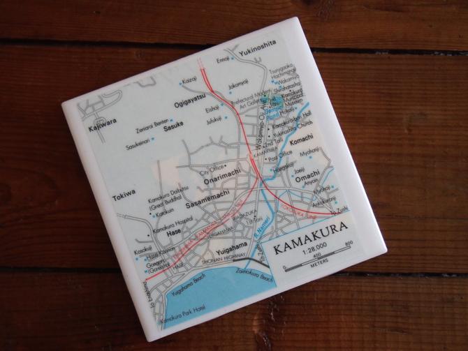 1974 Kamakura Japan Vintage Map Coaster. Japan Map Décor. Asia Travel Gift. Handmade Coasters. East Asia Map. Japanese Décor. City Map Gift. 