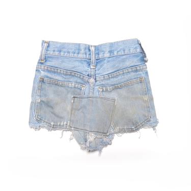 Vintage 70's KIDS Thrashed and Patched Cut-Off Jean Shorts Sz 5 