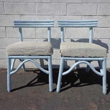 Pair of Rattan Chairs Seating Bohemian Boho Beach Bentwood Asian Chinoiserie Bamboo Vintage Mid Century Modern Furniture Seating Peacock 