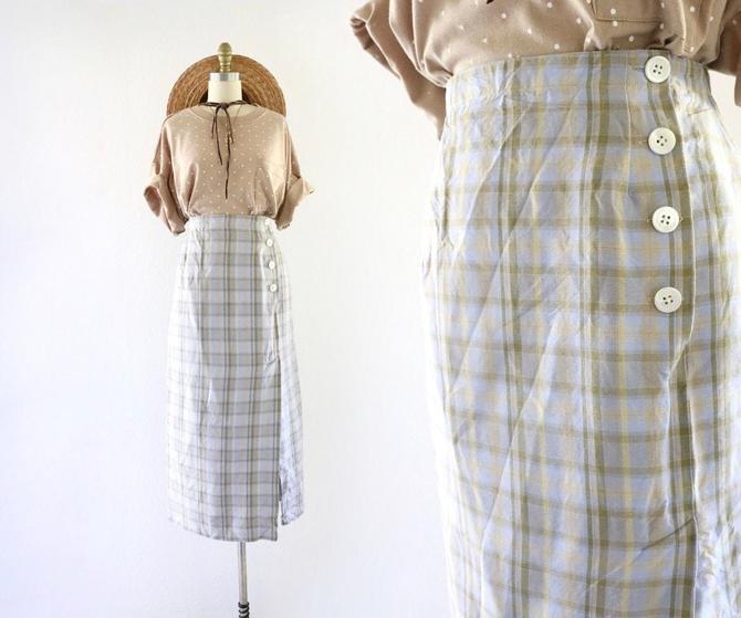plaid linen skirt - 32 