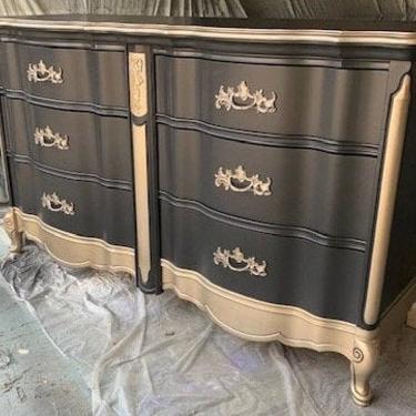 SAMPLE - Do Not Purchase - Black and Gold Dresser, Furniture, Custom Painted 